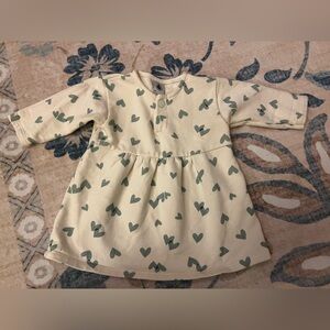 Petit Bateau baby girls' long-sleeve dress featuring a heart print